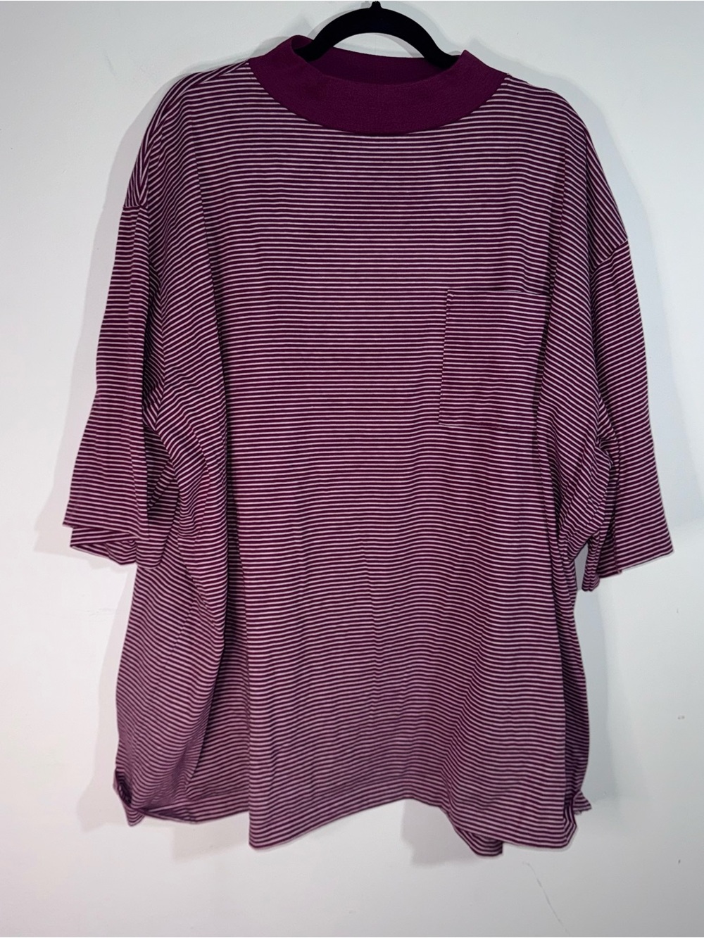 Vintage Sovereign 6XL Burgundy Striped Pocket T Shirt USA Made Big & Tall